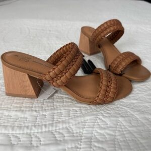 Braided Tan Block Heel Sandals